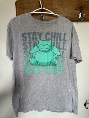 Pokemon Gray Heather Logo Tee with Purple Accent